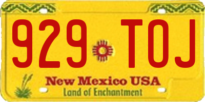 NM license plate 929TOJ