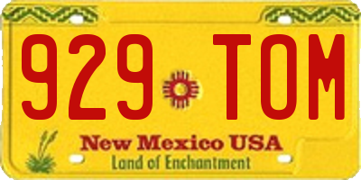 NM license plate 929TOM