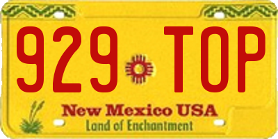 NM license plate 929TOP