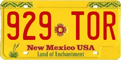 NM license plate 929TOR