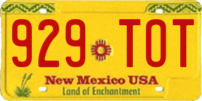NM license plate 929TOT