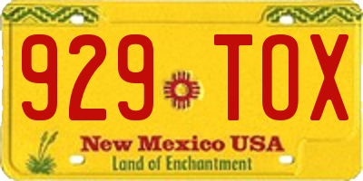 NM license plate 929TOX
