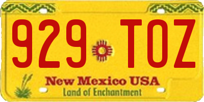 NM license plate 929TOZ