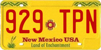 NM license plate 929TPN