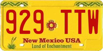 NM license plate 929TTW