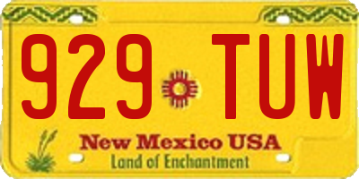NM license plate 929TUW