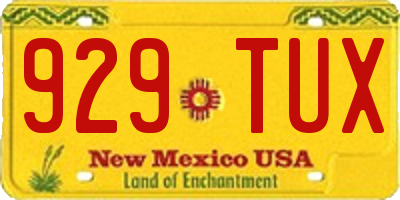 NM license plate 929TUX
