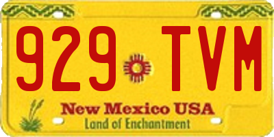 NM license plate 929TVM