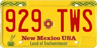 NM license plate 929TWS