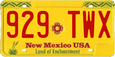 NM license plate 929TWX