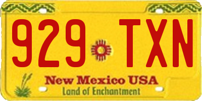 NM license plate 929TXN