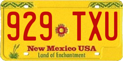 NM license plate 929TXU
