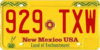 NM license plate 929TXW