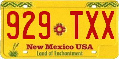 NM license plate 929TXX