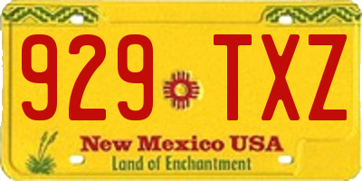 NM license plate 929TXZ