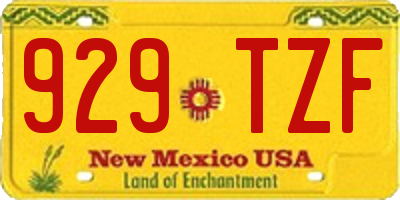 NM license plate 929TZF