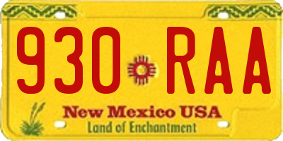 NM license plate 930RAA