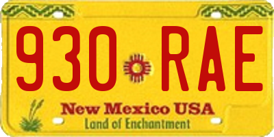 NM license plate 930RAE