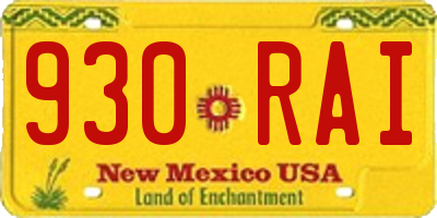 NM license plate 930RAI