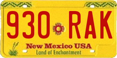 NM license plate 930RAK