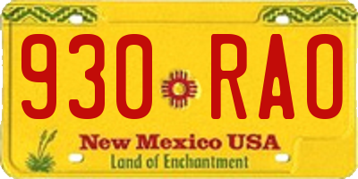 NM license plate 930RAO