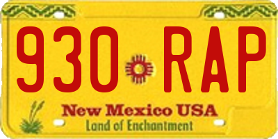 NM license plate 930RAP