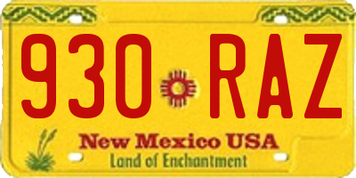 NM license plate 930RAZ