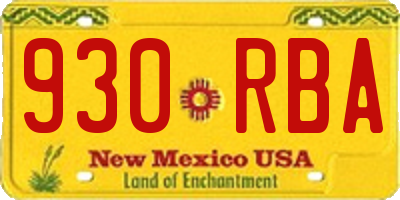 NM license plate 930RBA