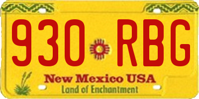 NM license plate 930RBG