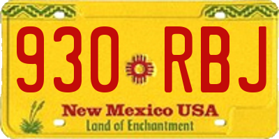 NM license plate 930RBJ