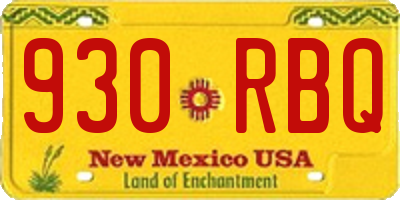 NM license plate 930RBQ