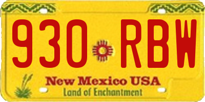 NM license plate 930RBW