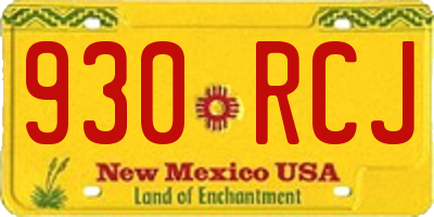 NM license plate 930RCJ