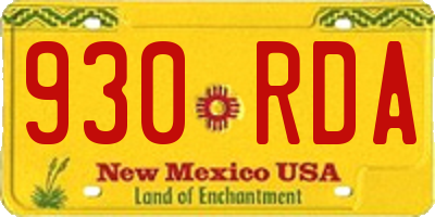 NM license plate 930RDA