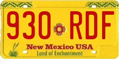 NM license plate 930RDF