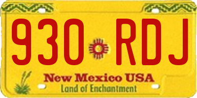 NM license plate 930RDJ