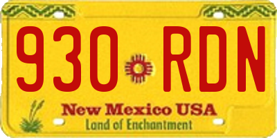 NM license plate 930RDN