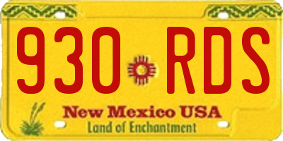 NM license plate 930RDS