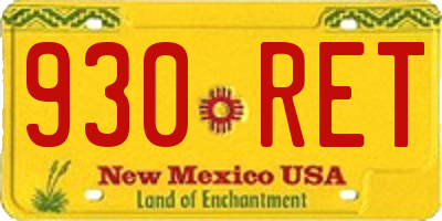 NM license plate 930RET