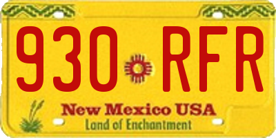 NM license plate 930RFR