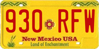 NM license plate 930RFW