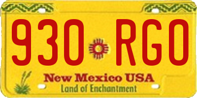 NM license plate 930RGO