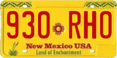 NM license plate 930RHO