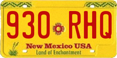 NM license plate 930RHQ