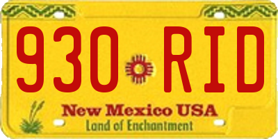 NM license plate 930RID