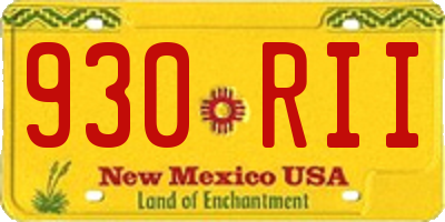 NM license plate 930RII