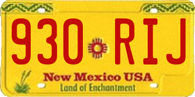 NM license plate 930RIJ
