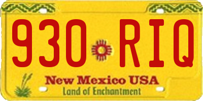 NM license plate 930RIQ