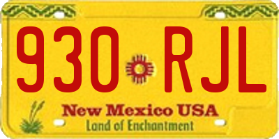 NM license plate 930RJL