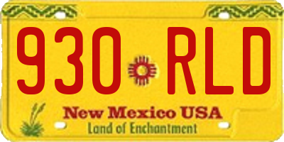 NM license plate 930RLD